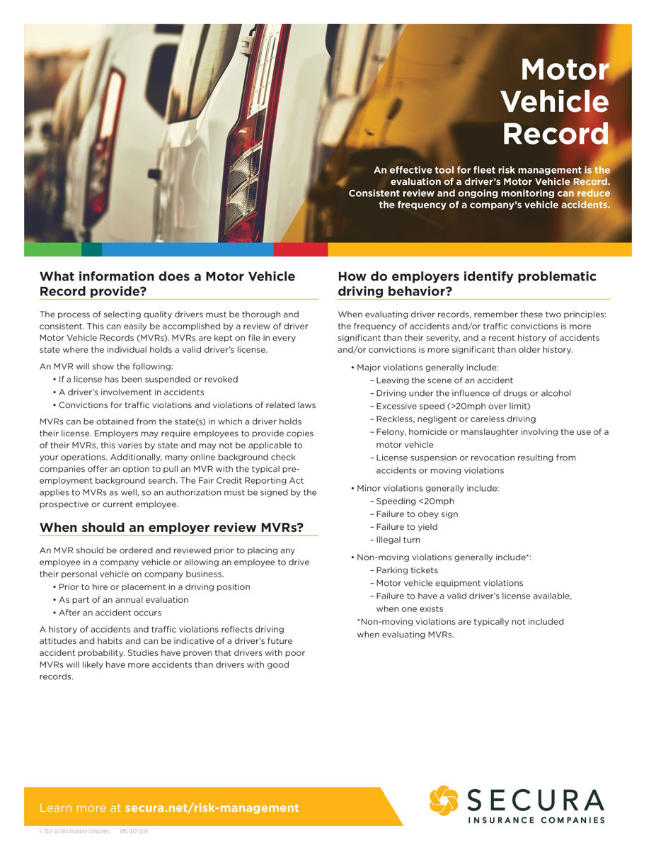 Motor Vehicle Records Info Sheet